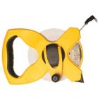 盤式玻璃纖維公英制長卷尺, 1/2''寬尺帶，雙面公英制刻度，清晰易讀?？箾_擊ABS外殼，有效防震。 PVD尺帶，易于清潔。橡膠手柄，握持舒適。Class III精確度。