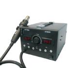 ·手柄采用防回風(fēng)設(shè)計，杜絕溫度過高燒手柄。

·自動休眠，熱風(fēng)焊臺手柄放置焊臺架上，機器將自動進入休眠狀態(tài)，節(jié)省能源，延長發(fā)熱體的使用壽命。

·加熱與冷風(fēng)切換非常方便。

·有工作模式記憶存儲功能，調(diào)用很方便。

·插卡式數(shù)據(jù)管理，避免操作人員隨意更改設(shè)置參數(shù)。

·關(guān)機冷卻，工作結(jié)束不使用機器，關(guān)閉電源開關(guān)，機器將自動冷風(fēng)延時關(guān)機。

·設(shè)有故障報警功能，當(dāng)機器出現(xiàn)故障時，機器將發(fā)出報警提示。

·雙窗口數(shù)碼顯示，濕度和風(fēng)量顯示直觀。

·手柄流線型設(shè)計，帶按鍵訊響。使用舒適方便。

·顯示的溫度值可攝氏與華氏任意轉(zhuǎn)換，使用方便。
